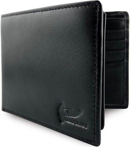 Full Grain Leather Wallet for Men - Mens Slim Wallet RFID Blocking with ID Window, 10 Cards Slots & Hidden Pockets - Thin Minimalist Mens Bifold Wallet - Mens Slim Wallet with Gift Box - Black in Saudi Arabia