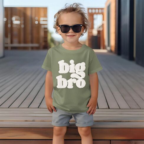 Big Brother Shirt Toddler Baby Boy Big Bro Chenille Patch Letter Print T-Shirt Big Brother Announcement Tees Tops in Kuwait