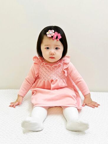 Baby Girls' Long Sleeve Girl Dress and Rompers Ribbed Knit Sweater Dresses Fall Winter in Saudi Arabia