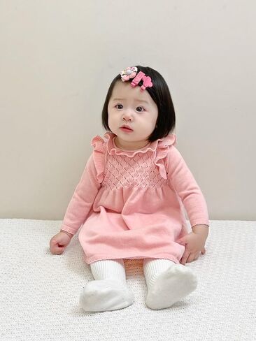 Baby Girls' Long Sleeve Girl Dress and Rompers Ribbed Knit Sweater Dresses Fall Winter in Saudi Arabia