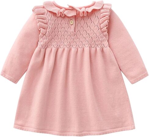 Baby Girls' Long Sleeve Girl Dress and Rompers Ribbed Knit Sweater Dresses Fall Winter in Saudi Arabia