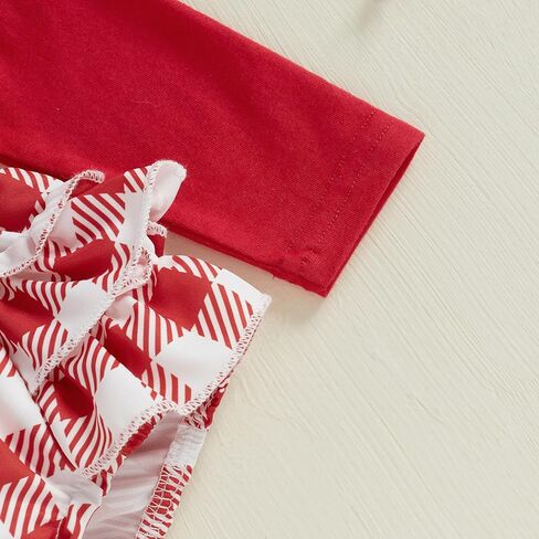 MoZiKQin Baby Girl Valentines Day Outfit Newborn Romper Dress Love Heart Print Long Sleeve Ruffle Skirt Jumpsuit+Headband in Kuwait