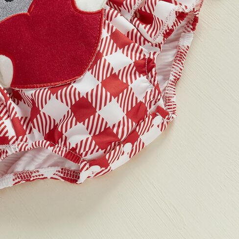 MoZiKQin Baby Girl Valentines Day Outfit Newborn Romper Dress Love Heart Print Long Sleeve Ruffle Skirt Jumpsuit+Headband in Kuwait