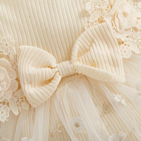 Douhoow Baby Girl Romper Dress Baby Dress Romper Flowers Lace Infant Girl Spring Summer Clothes with Headband in Kuwait
