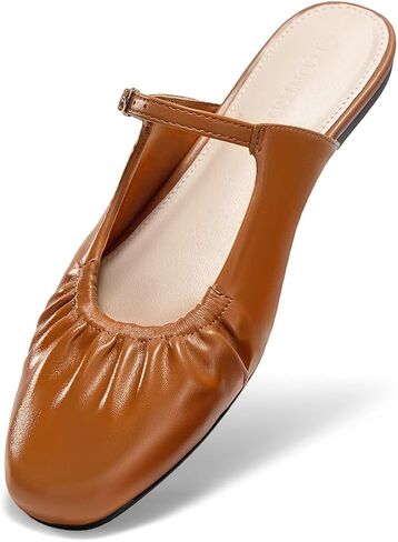Coutgo Womens Mares Mary Jane Flats مغلقة على أخمص القدمين مطوية على أحذية تنبأ شرائح غير رسمية in Saudi Arabia