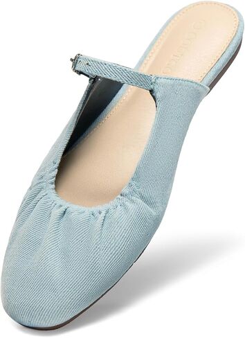 Coutgo Womens Mares Mary Jane Flats مغلقة على أخمص القدمين مطوية على أحذية تنبأ شرائح غير رسمية in Saudi Arabia