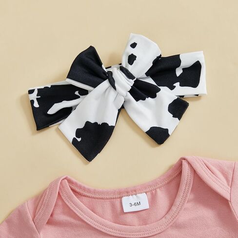 SAYOO Western Baby Girl Clothes Boots or Bows Letter Bodysuit Romper Cow Print Flared Pants Headband Cowgirl Country Outfit in Kuwait
