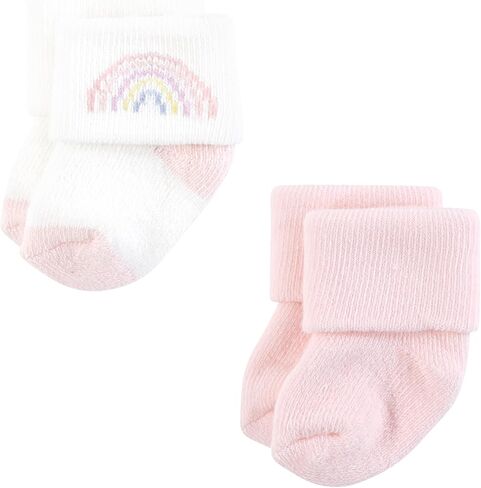 Hudson Baby Baby Infant Girl Cotton Rich Newborn and Terry Socks, Pastel Sun and Rainbow, 0-6 Months, Pink in Saudi Arabia