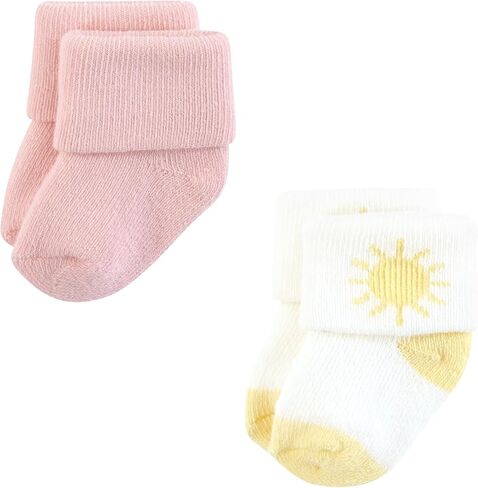 Hudson Baby Baby Infant Girl Cotton Rich Newborn and Terry Socks, Pastel Sun and Rainbow, 0-6 Months, Pink in Saudi Arabia