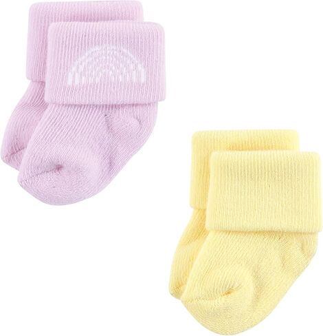 Hudson Baby Baby Infant Girl Cotton Rich Newborn and Terry Socks, Pastel Sun and Rainbow, 0-6 Months, Pink in Saudi Arabia
