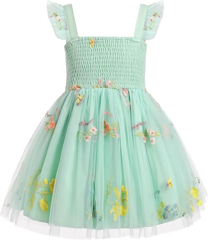 Ibtom Castle Baby Girls Tutu Dress Flutter Square Neck Neck Requins equins Princess Tulle Birthday Party Dress in Saudi Arabia