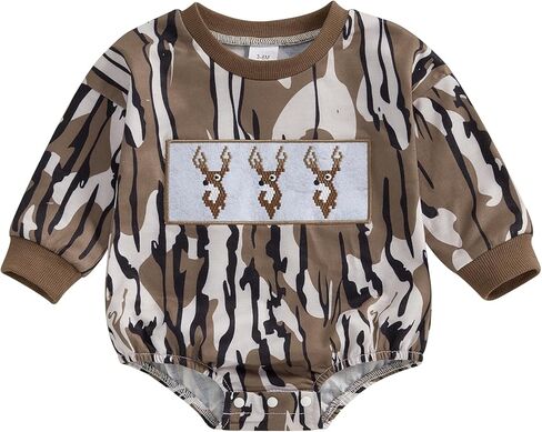 Baby Boy Duck Hunting Clothes Short Sleeve Camo Bubble Romper Shirt Onesie Bodysuit Infant Summer Outfit in Kuwait