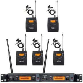 Wireless in Ear Monitor System 2 Channel 5 Bodypacks Monitoring in Studio Monitor UHF Transmitter Frequency Monitoring Type for Stage Church Band Musicians