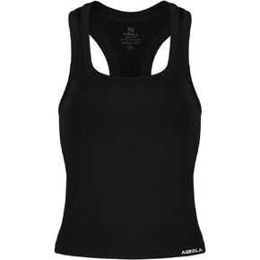 AUROLA Essentials Seamless Sleeveless Raceback Top,Women Subtle Marl Workout Square Neck Fitted Tank