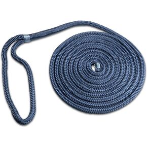 ACY Marine- Double Braided Nylon Dock Line - Boat Rope - Marine and Pontoon Accessories - Braided, Reinforced Boat Ropes and Ties for Docking - Stretch Resistant with 12" Spliced Loop for Mooring