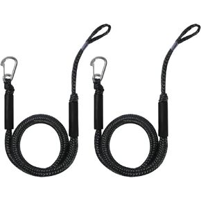 Bungee Dock Lines for Boats - Stretchable Dock Rope with Hook & Foam Float 4-5.5 ft (2 pcs)