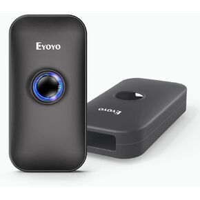 Eyoyo Mini 1D Bluetooth Barcode Scanner with Case, 3-in-1 Bluetooth & USB Wired & 2.4G Wireless Barcode Reader Portable Bar Code Scanning Work with Windows, Android, iOS, Tablets or Computers(Black)