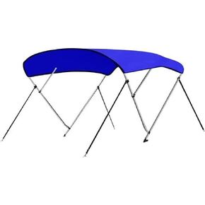 Waterproof Boat Bimini Top Cover - 85-90" W 4 Bow Bimini Top Canvas Sun Shade -1" Double Wall Aluminum Frame Tubes, 2 Straps & Rear Support Poles, Storage Boot - SLBT490B.5 (Blue)