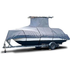 Heavy Duty T-Top Boat Cover, Fits 30ft to 32ft Long Center Console Boat with T-Top Hard-Top, Waterproof Fade Resistant T Top Boat Storage Cover (Black, Size 7: 30'-32' Long, Beam 140" W)