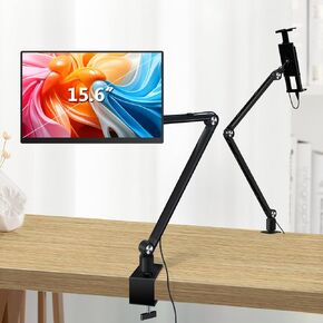 Tablet Stand Holder for ipad,Portable Monitor Stand Desk Mount for 15.6'' 16'' Screen,Aluminum Long Arm with 360° Rotating Base,Compatible with 4.7-16'' Display,ipad,Kindle