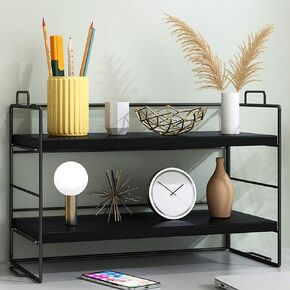 SIDIANBAN Desktop Organizer Shelf Office Storage Rack Adjustable Display Shelf for Office Supplies（Black）
