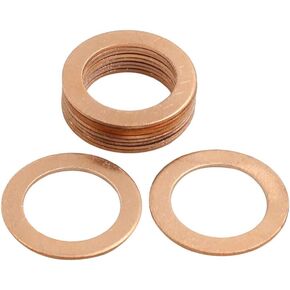 X AUTOHAUX 10 Pcs 20mm Inner Diameter Copper Washers Flat Sealing Rings Gasket Fitting