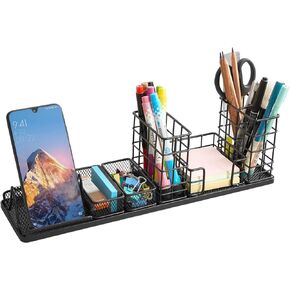 TSJ OFFICE Desk Organizer, Pen Organizer for Desk, DIY Office & Home Desk Organizer with Pen Holder, Phone Holder, Sticky Notes and Storage