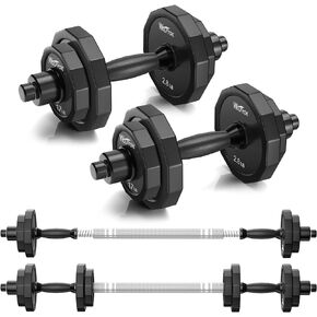 Adjustable Dumbbell Set, 66 LBS Weights Dumbbells Sets, Solid Cast-Iron Core Free Weight Set for Home Gym, Barbell Weight Set with Connector,Workout Strength Training Equipment for Men Women