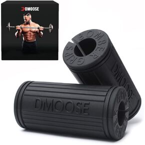 DMoose Fitness Thick Bar Dumbbell Grips, Non Slip High Density Silicone Rubber Barbell Grips &, Bar Grips for Weightlifting, Muscle Building, Cable Attachments - 2.25", 1.75" & 2.75" Outer Diameter