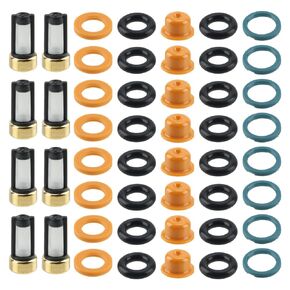 8 Set Fuel Injector Seal Kits Include O-Rings, Pintle Caps, Seal Spacers and Filter Baskets, Replaces 0280150962