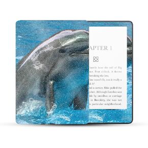 MightySkins Glossy Glitter Skin Compatible with Amazon Kindle Paperwhite 5 6.8-inch 11th Gen (2021) Full Wrap - Dolphin Greeting | High-Gloss Glitter Finish | Easy to Apply | Made in The USA
