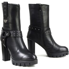 حذاء Milwaukee Leather MBL9303 نسائي كلاسيكي أسود من الجلد كاجوال بكعب عريض - 10 in Kuwait