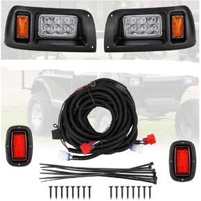 KEMIMOTO DS LED Light Kit Compatible with Club Car DS, Street Legal Light Kit, LED Headlight Kit & Tail Light Kit for Gas & Electric Models Compatible with Club Car DS (1993 & Newer Models) 12V