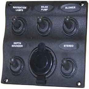 SeaSense Marine 5 Way Switch Panel,Black