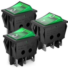 3Pcs AC16A/125V 16A/250V 4Pins 2 Position On/Off Red LED Light Illuminated Boat Rocker Switch (red)
