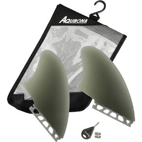 AQUBONA Twin Keel Fins, Single Tab Dual Tabs Fins Surfboard Fins, Twin Fin Fishtail Surfboard Fins Twin Keels - Smooth Fiberglass Flex