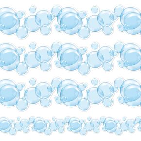 AnyDesign 32.8Ft Summer Bulletin Board Border Blue Bubble Shape Die Cut Trim Border Roll for Summer Ocean Party Classroom Chalkboard School Decor