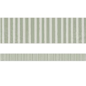 Teacher Created Resources Classroom Cottage Sage Green Stripes Straight Border Trim (TCR7179)