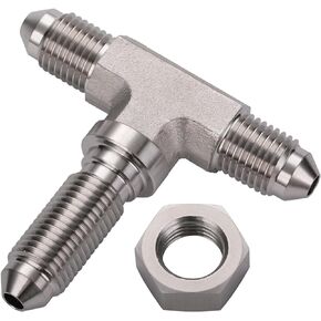 3AN Male Stainless Steel Bulkhead Tee T Brake Hose Fitting Adapter with Nut