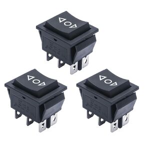 mxuteuk 3pcs DC12V Momentary Rocker Switch 6 Pin 3 Position DPDT Reverse Polarity Toggle Switch Automatic Reset Power Switch (ON)/Off/(ON), Use for Motor Car Auto Boat KCD2-223-JT