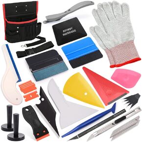 EHDIS Vinyl Wrap Tool Window Tint Kit with Tool Pouch for Car Wrapping Installation with Vinyl Applicator Squeegee,Anti-Static Vinyl Gloves,Film Cutter,Wrap Stick,Plastic Scraper,Wrap Magnet Holder