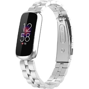 FitTurn Bands Compatible with Fitbit Luxe Metal Stainless Steel Watch Band Replacement Classic Durable Solid Link Accessory Buckle Metal Strap Wrist Band for Luxe Fitness Wellness Tracker in Kuwait