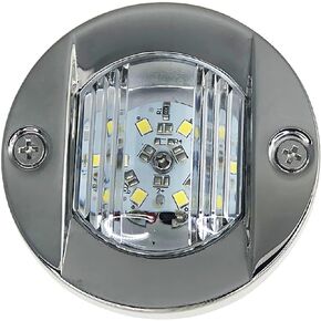 Pactrade Marine Boat 3 Inches Round Transom Interior Light LED Stern Anchor Light Stainless Steel Splashproof Flush Mount for Fishing Boat Pontoon Kayak