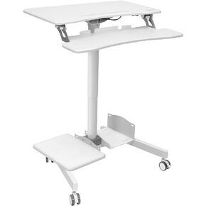Mount-It! Mobile Computer Cart, Rolling Desktop Workstation with Height Adjustment, Storage Area for CPU and Printer