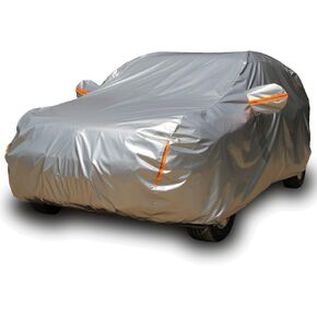 Tecoom Super Heavy Duty Multiple Layers SUV Car Cover All Weather Waterproof Windproof Reflective Snow Sun Rain UV Protective Outdoor with Buckles and Belt Fit 170-190 inches SUV