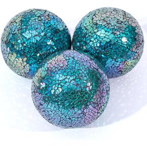 DomeStar 3PCS Black Decorative Balls, 4inch Sparkle Mosaic Glass Orbs Mirrored Centerpiece Balls Orbs for Decorate Basket or Bowls Vases Coffee Tables Garden Wedding Party