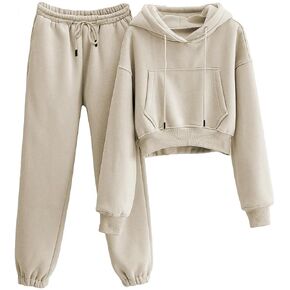 Tanming المرأة 2 قطعة وتتسابق Sweatsuits المحاصيل البلوز الصوف البلوز Jogger السراويل صالة مجموعة