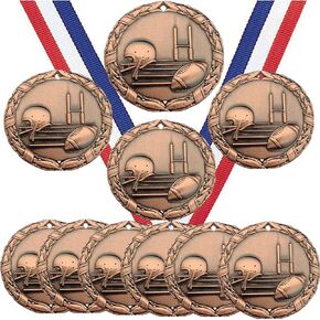 Express Medals Various 10 Pack Styles of Football Award Medals with Neck Ribbons Trophy Award Prize Gift