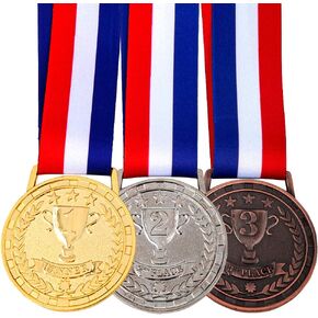 Award Medals for Winner of Gold, Silver, Bronze, Made by Olympic Style Solid Metal with Premium Ribbon, Set of 3