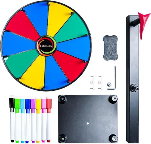 عجلة جائزة 12 بوصة ذات 10 فتحات، عجلة دوارة مع قلم مسح جاف وممحاة للمتعة العائلية والمعارض التجارية والكرنفالات الاحتفالية in Kuwait